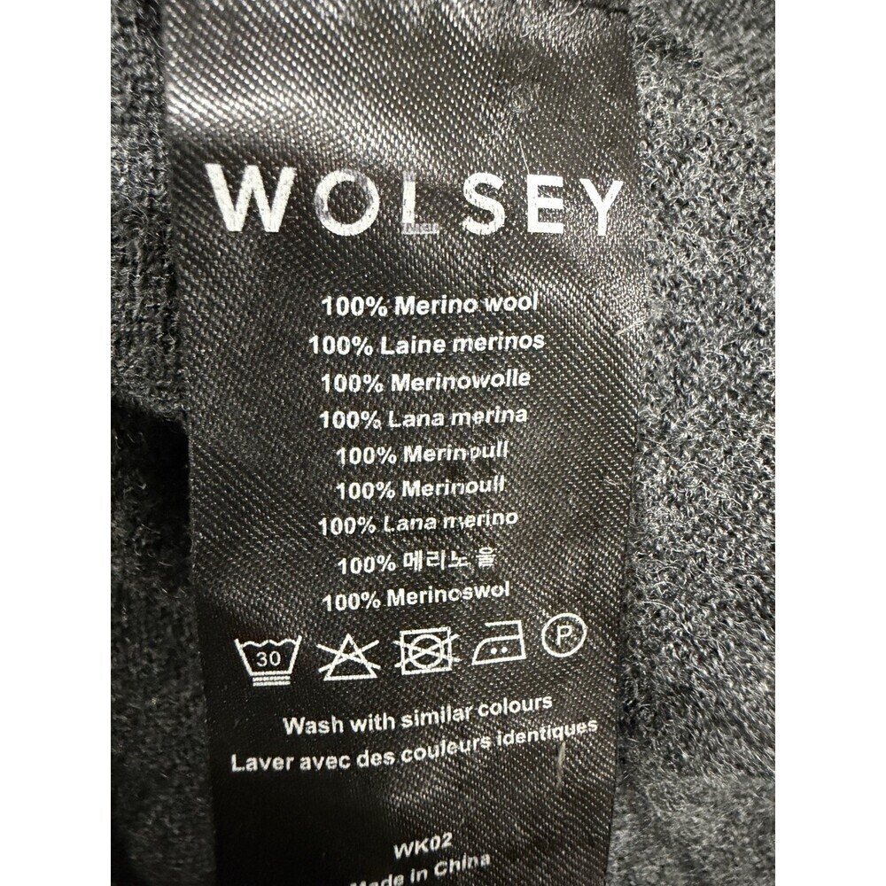 Wolsey Sweater 100% Merino Wool Men's Size L Charcoal Grey Fox Logo EUC - Picture 11 of 12